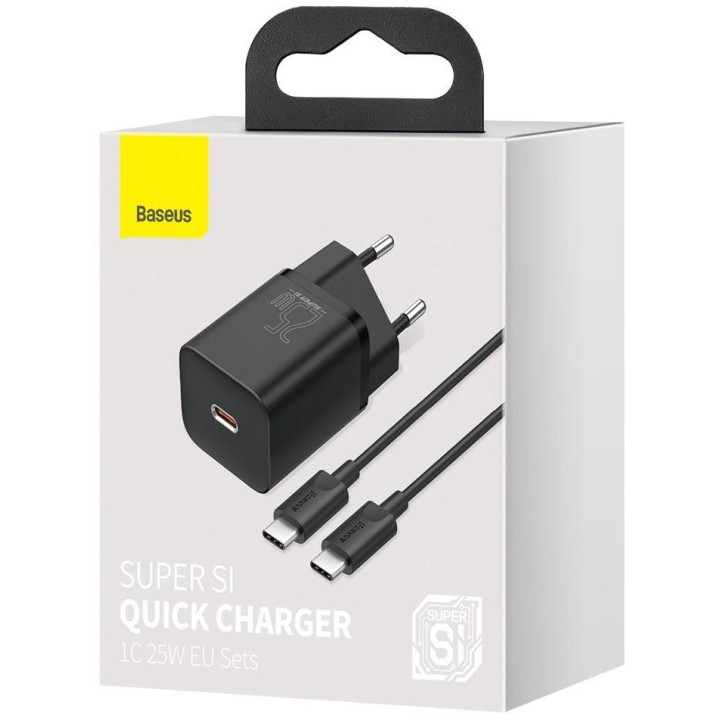 ŁADOWARKA SIECIOWA Baseus Super Si Quick Charger 1C TZCCSUP-L01 25W 1x USB-C PD 3.0 QC 3.0 + KABEL