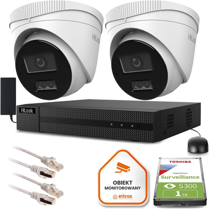 Zestaw monitoringu Hilook by Hikvision 2 kamer IP IPCAM-T2-30DL 1TB dysk