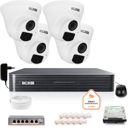 Zestaw monitoringu IP BCS Basic 4x Kamera BCS-B-EIP12FR3(2.0) Rejestrator z dyskiem 1TB