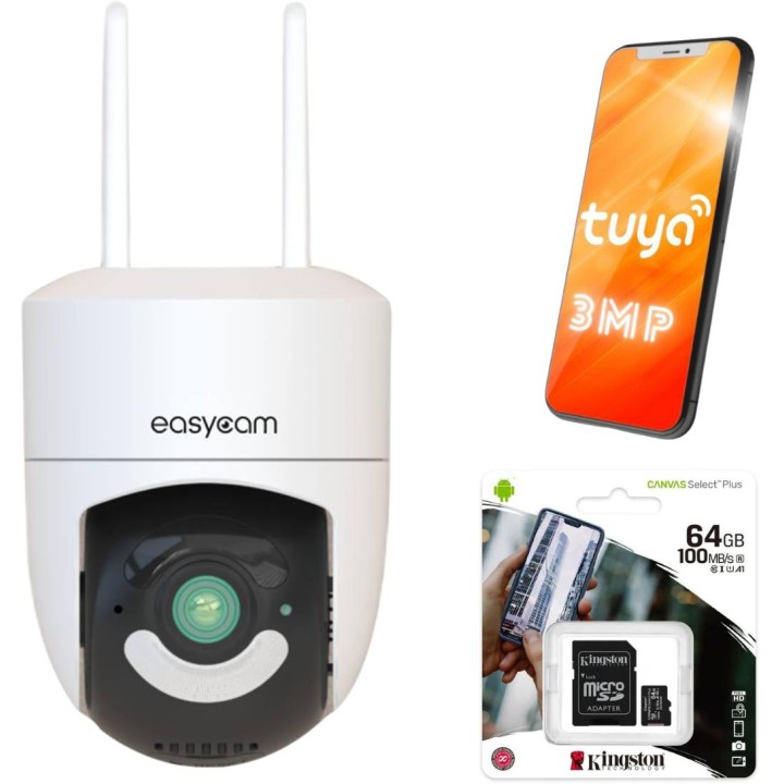 Kamera IP EasyCam obrotowa zewnętrzna WiFi Tuya 3MP EC-3PT4DL + karta 64GB