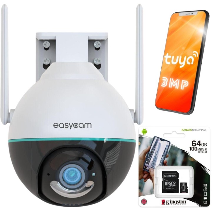 Kamera IP EasyCam obrotowa zewnętrzna WiFi Tuya 3MP 4 x zoom EC-3PT4L + karta 64GB