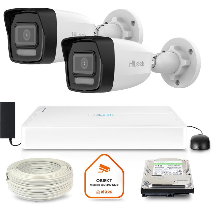 Zestaw monitoringu Hilook 2 kamer IP IPCAM-B4-30DL dysk 1TB