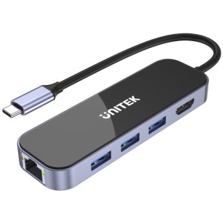 Unitek D1084A Hub USB-C 3.1 RJ-45 3xUSB-A HDMI 4K PD100W